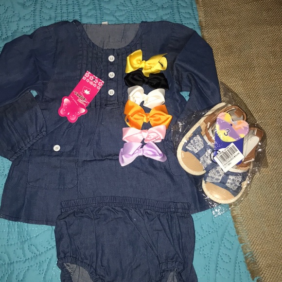 2for15 New Beautiful 9 pc girls denim blue outfit - Picture 2 of 8